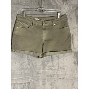Mossimo Denim Olive Green Mid Rise Midi Shorts Super Stretch Size 12/31R